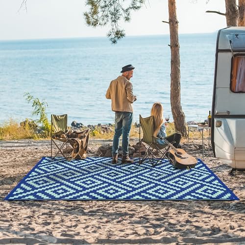 GENIMO Outdoor Rug, Waterproof Plastic Rugs for Patio, 6'x9' Royal Blue - Image 3