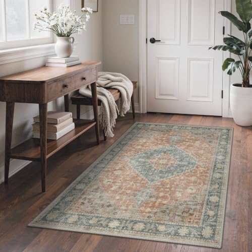 GENIMO Indoor Outdoor Rug, Washable for Patio and Deck, Aqua Coral, 3x5 - Image 3