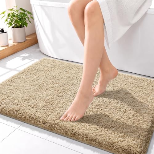Yimobra Beige Bathroom Rugs Non Slip Washable 36x24, Luxury Plush Bath Mat by Yimobra