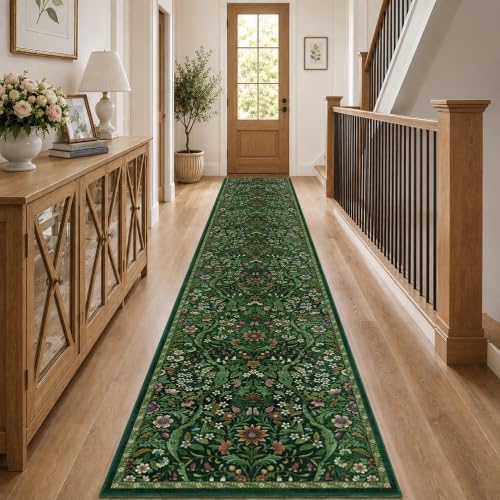 2x12 Floral Runner Rug for Hallway Washable Kitchen Runner Rug - Image 2