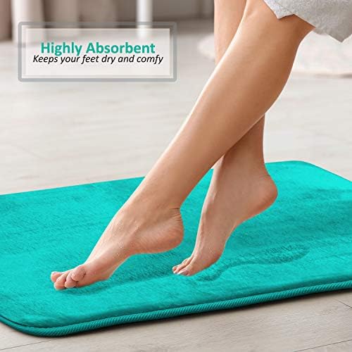 Clara Clark 2 Piece Bathroom Rugs, Velvet Memory Foam Bath Mat Set, Non-Slip Bath Rugs, Machine Wash, Dries Quickly, Ultra Soft Plush Bath Mats for Bathroom, 20 x 32 + Contour, Teal Blue - Image 7