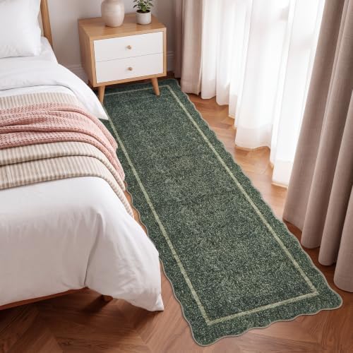 GarveeHome Scalloped Washable Runner Rug 2x6 Non Slip Kitchen Rugs, Green - Image 2