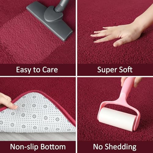 AROGAN 4x6 Area Rugs for Living Room Non Slip Dorm Bedroom Rug, Wine Red - Image 4