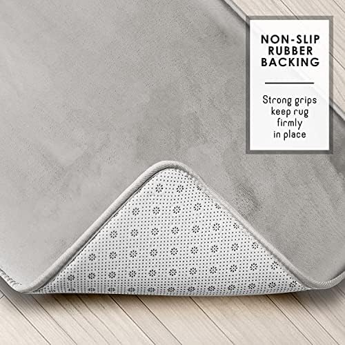 Clara Clark 2 Piece Bathroom Rugs, Velvet Memory Foam Bath Mat Set, Non-Slip Bath Rugs, Machine Wash, Dries Quickly, Ultra Soft Plush Bath Mats for Bathroom, 17 x 24 + Contour, Silver - Image 4