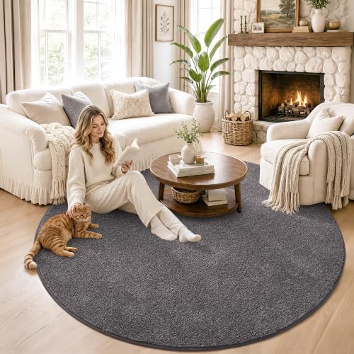 Keeko Round Area Rug 7ft for Living Room Bedroom,Soft Washable Circle Rug - Image 4