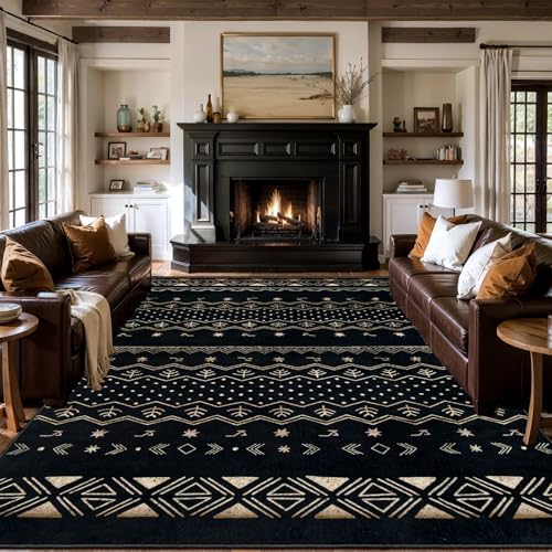 SERISSA 9x12 Washable Non-Slip Boho Area Rug for Living Room by SERISSAHomeDecorCollection
