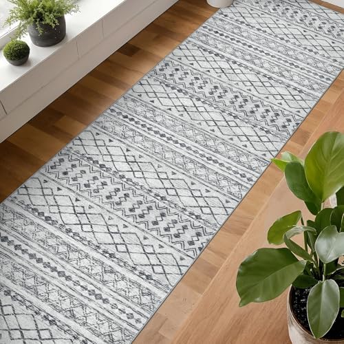 KUTA Long Hallway Runner Rug 2.6x16 Washable, Moroccan Vintage Beige Boho - Image 4