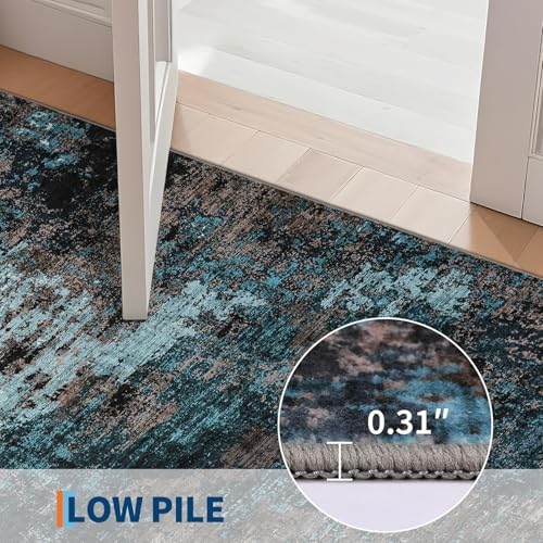 GarveeHome Abstract Living Room Large Rug 8x10 Machine Washable Blue Green - Image 6