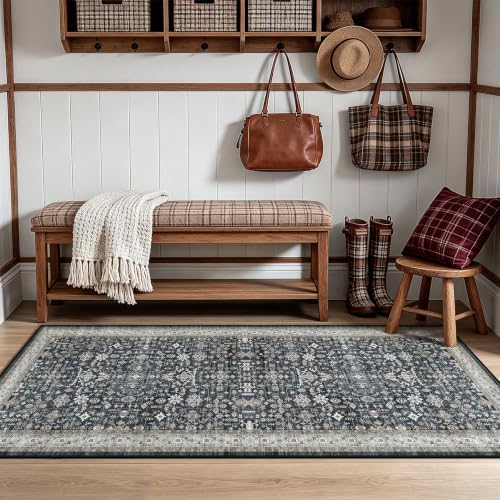 Hallway Runner Rugs for Kitchen 2x5 Washable Non-Slip Farmhouse Grey - Image 6