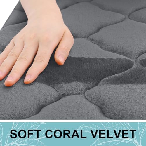 OLANLY Memory Foam Toilet Rugs U-Shaped 24x20, Soft Bath Mat, Dark Grey - Image 3