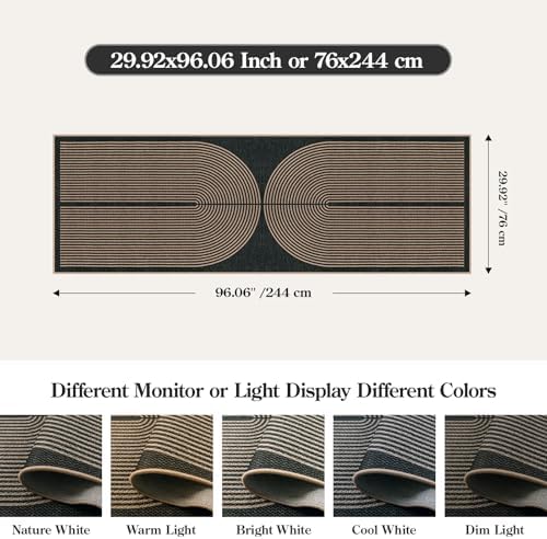 Lahome Enfys Modern Rainbow Kitchen Runner Rug, 2x8 Easy Jute Rug Runners for Hallways Entry Farmhouse Indoor Outdoor Carpet, Contemporary Washable Non Slip Runner for Laundry Room Porch - Image 2