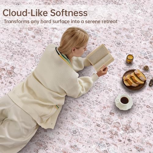 Sasttie Round Rug 6ft, Ultra-Soft Washable Rug for Living Room, Pink - Image 4