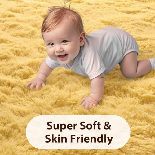 FinRèc Home 6x9 Non-Slip Fluffy Area Rugs for Living Room (Yellow) - Image 5