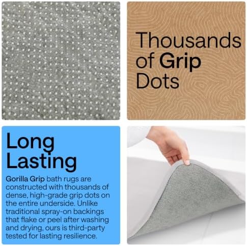 GORILLA GRIP® Memory Foam Bath Rug for Bathroom, 24x17 Light Gray - Image 3