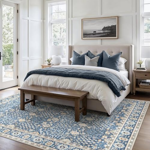 Bavni 2.5x10 Kitchen Runner Rug, Washable Non Slip, Lake Blue - Image 5