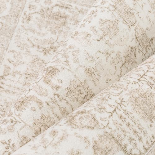 PureCozy Beige Area Rug 5x7 Vintage Floral - Image 6