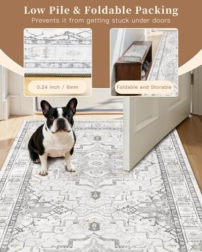 Madane Hallway Runner Rug 2x8 Washable Kitchen Rugs Non-Slip, Grey - Image 6
