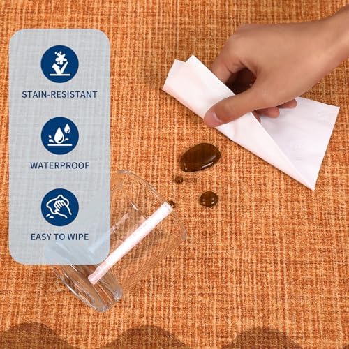 GarveeHome Scalloped Orange Washable Rugs 8x10 Rug for Living Room Solid Modern Minimalism Soft Low-Pile Carpet for Bedroom Dining Nursery Non Slip TPE Backing - Image 7