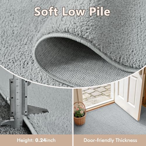 2x3 Light Grey Solid Area Rug Washable Non-Slip for Entryway Front Door - Image 5