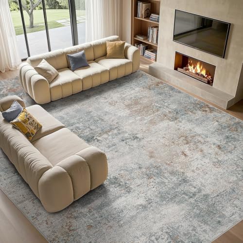 Tortania Area Rug Living Room Rugs - 10x14 Washable Large Soft Neutral Boho Moroccan Bohemian Farmhouse Rug Indoor Floor Carpet for Bedroom Under Dining Table Home Office Decor - Grey Brown by Tortania