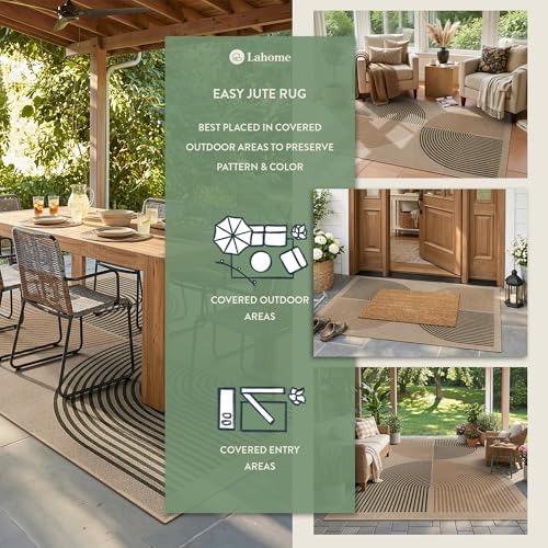 Lahome Modern Rainbow Easy Jute 3x5 Patio Rug, Washable Rugs for Entryway Farmhouse Non Slip Indoor Door Mat, Contemporary Throw Carpet for Entry Mudroom Porch Decor - Image 3