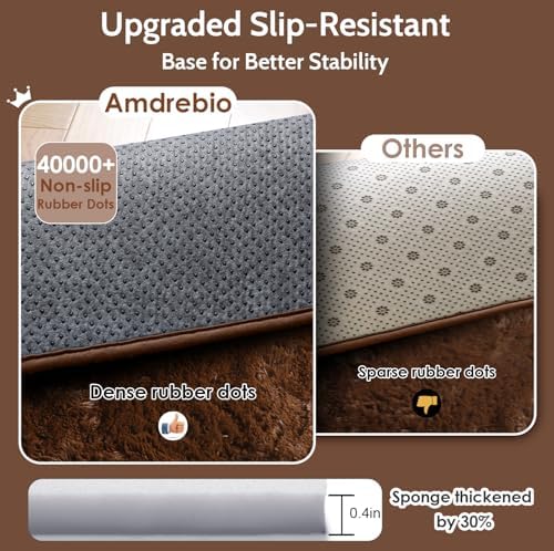 Amdrebio Chocolate Brown Furry Area Rug 5x7 for Living Room Bedroom Dorm - Image 6