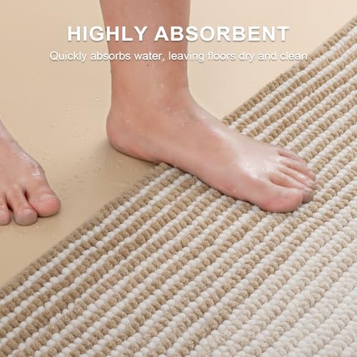BSICPRO Bathroom Rugs Sets 2 Piece, 32"x20" + U-Shaped 24"x20", Beige - Image 5