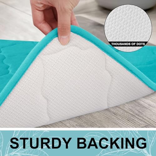 OLANLY Memory Foam Bath Mat Rug 40x32, Ultra Soft Bathroom Rugs, Teal - Image 4