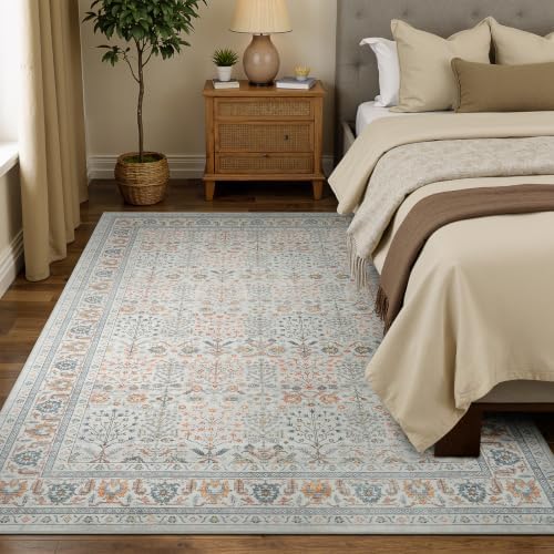 Lofus 5x7 Washable Area Rug for Living Room, Non-Slip Beige Boho Carpet - Image 3