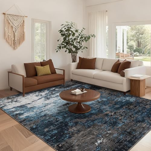 GarveeHome 4x6 Washable Area Rug Modern Abstract Blue Green by GarveeHome