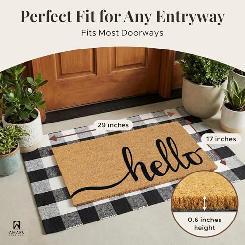 Coir Welcome Mat, Non-Slip, Hello Classic 2, 17 x 29 in - Image 2