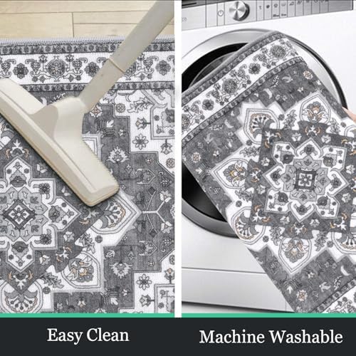HEBE Boho Kitchen Rugs Set of 3, Non Slip Washable Kitchen Mats for Floor - Image 4