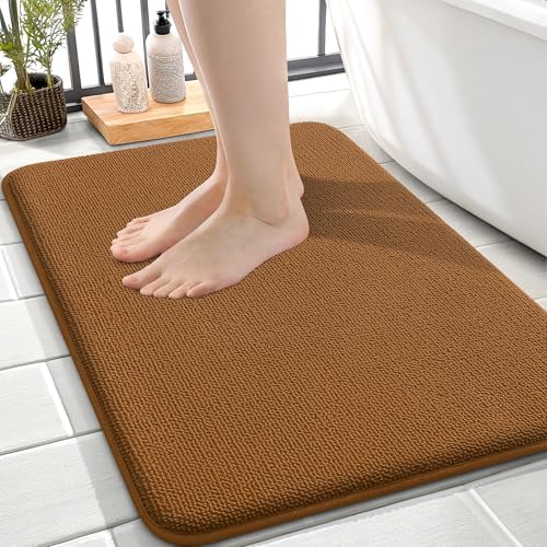 OLANLY Memory Foam Small Bathroom Rugs 24x16, Absorbent Bath Mat, Ochre by OLANLY