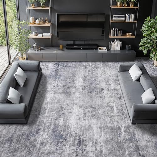 LIANLAM Washable Rug 8x10 Area Rugs for Living Room - Stain Resistant Non-Slip Backing Boho Rug for Bedroom,Durable & Ultra-Thin Vintage Large Area Rug(8x10,Gray/Blue) by LIANLAM