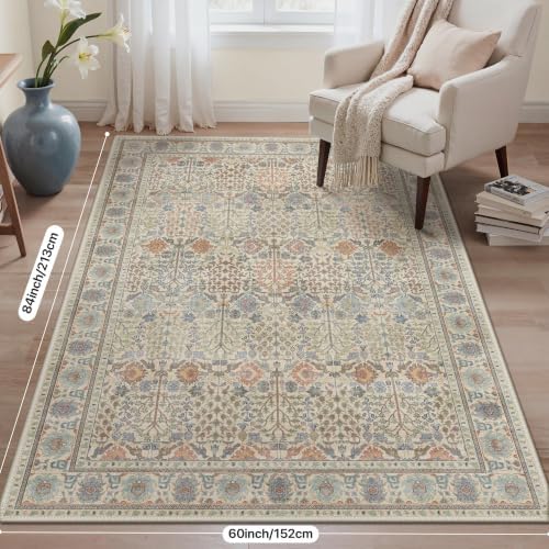 Bavni 2x7 Kitchen Runner Rug, Washable Non Slip, Ivory Multicolor - Image 2
