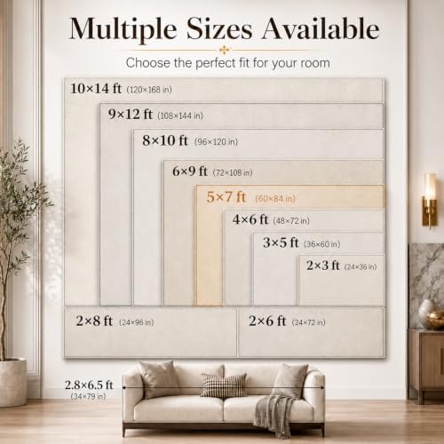 DCX Orange and Beige Washable 5x7 Rug for Living Room - Image 2