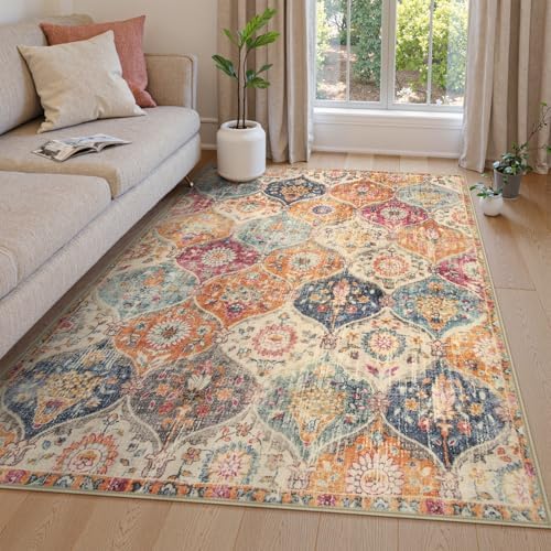 Lahome Moroccan Machine Washable Rugs for Living Room, 4x6 Rug for Bedroom by Lahome
