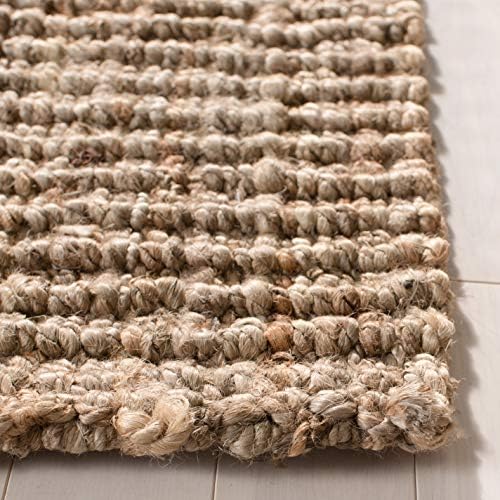 SAFAVIEH Natural Fiber Square Rug 8', Jute Knotted Natural & Grey NF447M - Image 5