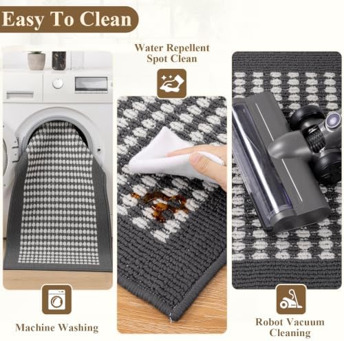 Ileading Kitchen Mat Sets 3 Piece Washable Grey Kitchen Floor Runner Rugs - Image 5