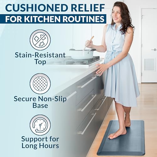 ComfiLife Anti Fatigue Floor Mat – 3/4 Inch Thick Perfect Kitchen Mat, Standing Desk Mat – Comfort at Home, Office, Garage – Durable – Stain Resistant – Non-Slip Bottom (24" x 70", Denim) - Image 6