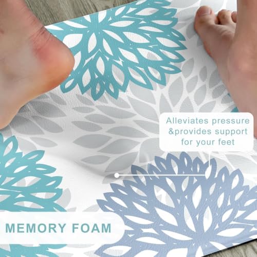 Teal Kitchen Mats Set of 2 Cushioned Anti Fatigue Kitchen Rugs Non Slip Waterproof Runner Memory Foam Kitchen Floor Mat Comfort Standing Mat for Sink,Office,Laundry - Image 3
