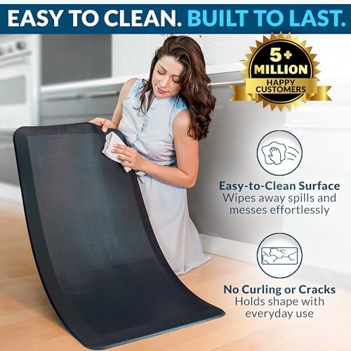 ComfiLife Anti Fatigue Floor Mat – 3/4 Inch Thick Kitchen Mats for Floor, Standing Desk Mat, Kitchen Rug – Comfort at Home, Office – Durable – Stain Resistant – Non-Slip Bottom (24" x 70", Black) - Image 5