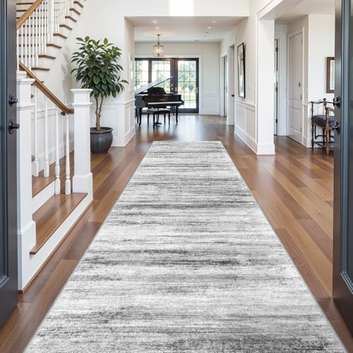 4x14 Extra Long Runner Rug: Straight Narrow Linear Hallway Carpet - Non Slip Washable Rugs for Long Entryway Kitchen Walkway Villa Corridor Decor Grey - Image 2