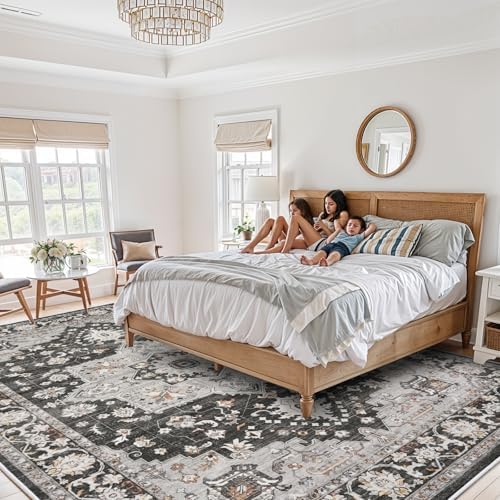 Large 9x12 Area Rug: Soft Non-Slip Rug Vintage Distressed Indoor Accent Rug - Image 3