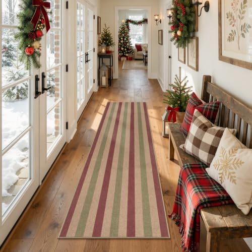 Lahome Christmas Striped Kitchen Runner Rug, 2x8 Decor Rugs for Entryway - Image 3
