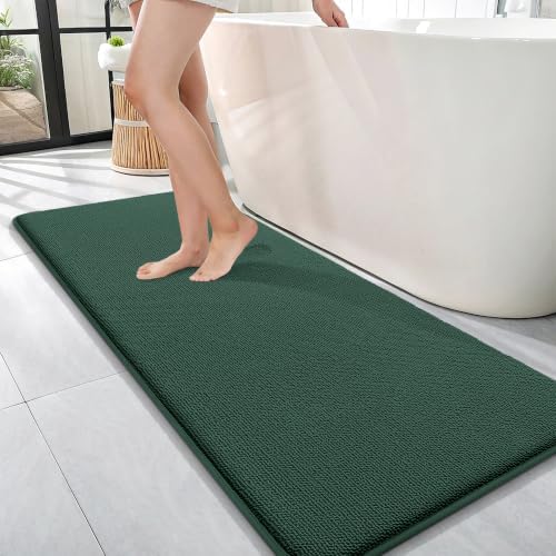 OLANLY Memory Foam Bathroom Runner Rugs 47x17, Long Mats, Blackish Green by OLANLY