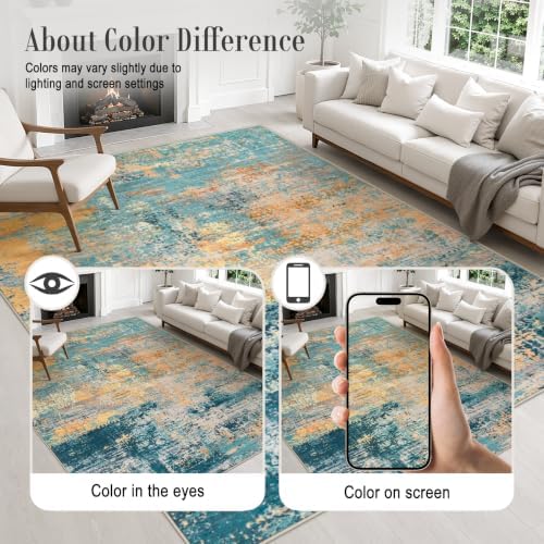 2.6x8 Washable Runner Rug：Modern Abstract Soft Carpet Rosy Haze - Image 6