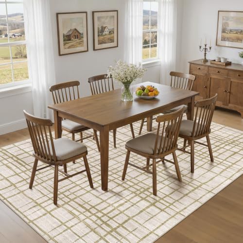 UERMEI 6x9 Area Rug Living Room Rugs Washable Neutral Green Brown Carpet - Image 7