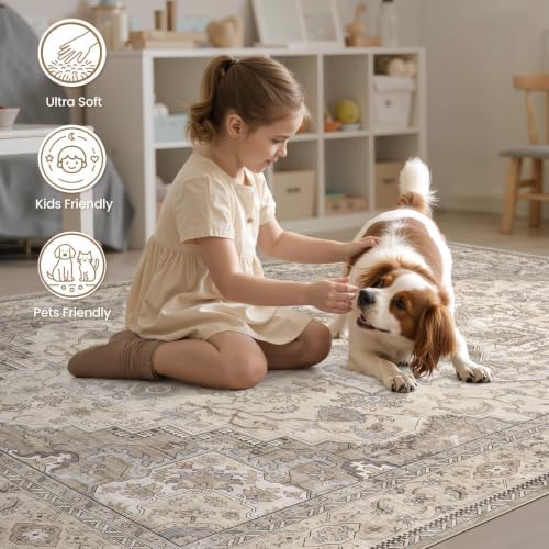 EIEIHOUSE 12x15 Area Rug Washable Vintage Rugs for Living Room Brown/Multi - Image 6