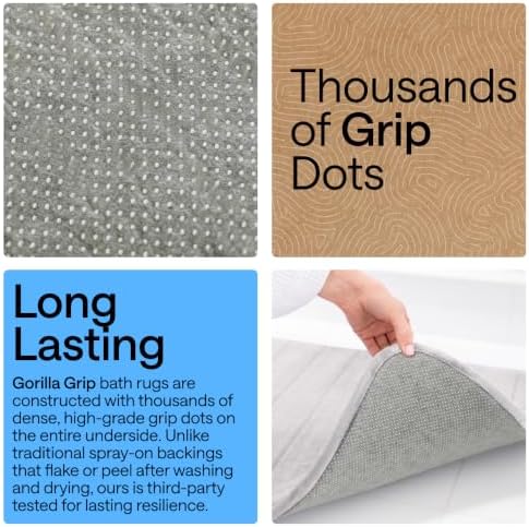 GORILLA GRIP Absorbent Memory Foam Bath and Shower Mat, 42x24 Light Gray - Image 3